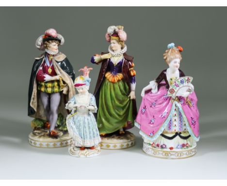 A Meissen Porcelain Figure of a girl with sheet music, blue crossed swords mark and incised model 690, 6ins high, a pair of '