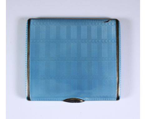 An Early 20th Century Continental, possibly German, Silver, Silver Gilt and Sky Blue Enamel rectangular Cigarette Case, stamp