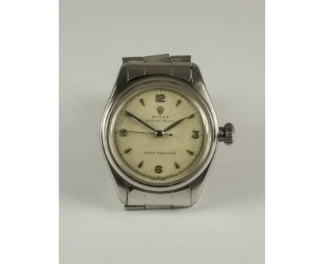 A Rolex "Oyster Royal" Manual Wind Wristwatch, 1960's, stainless steel cased,  Serial No. 6044, the off white dial with raise