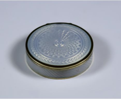 An Early 20th Century Continental Silver Gilt and White Enamel Circular Box, with Swedish import mark and makers mark ABH, th