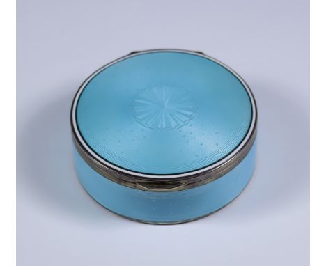 A Late 19th/Early 20th Century Austrian Silver, Silver Gilt and Pale Blue Enamel Circular Box, by George Adam Scheid, Vienna,