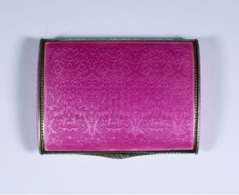 A Late 19th/ Early 20th Century Continental Silver Gilt and Pink Enamel Rectangular Box, stamped 935 standard, the whole with