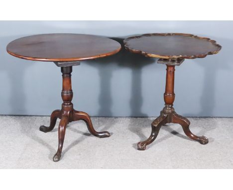 A Mahogany Tray Top Tripod Table of "George III" Design, and a George III Mahogany Circular Tripod Table, the tray top table 