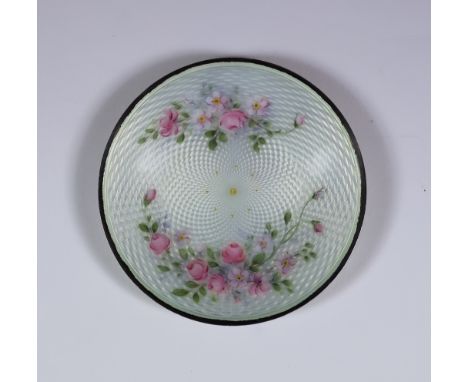 An Early 20th Century Silver and White Enamel Circular Trinket Dish, with import mark for Murrle Bennet and Co. Chester 1911,