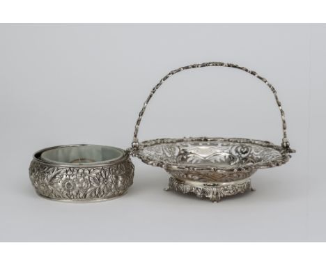 An Early 20th Century American Sterling Silver Circular Basket and a Circular Trinket Box, the basket by Tiffany &amp; Co., o