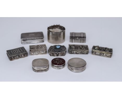 An Elizabeth II Silver Rectangular Snuff Box and a Selection of Silver, and White Metal Boxes, the snuff box, by Royal Irish 