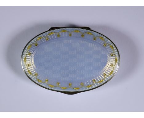 An Early 20th Century Norwegian Silver, Silver Gilt and White Enamel Oval Snuff Box, by Marius Hammer of Bergen, with import 