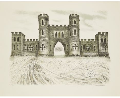 David Gentleman RDI,  British b.1930-Sham Castle, Somerset;lithograph in colours on wove,  signed in pencil and numbered 82/1