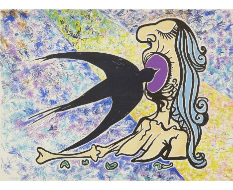 Salvador Dal&iacute;,Spanish 1904-1989,L'Hirondelle (The Swallow), from Le Jungle Humaine, 1976;&nbsp;lithograph in colours o