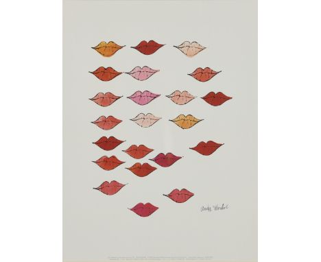 After Andy Warhol,  American 1928-1987,(Stamped) Lips, 1959;offset lithograph in colours on paper,  signed in the plate,  pub