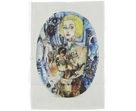 Grayson Perry CBE RA,&nbsp;British b.1960-&nbsp;Tea Towel (Depiction of Claire as a Soldier, 1987);&nbsp;print on Linen,editi