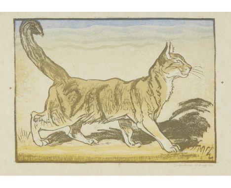 Elsie Marion Henderson, British 1880-1967,The garden cat, 1931;lithograph in colours on paper, signed, inscribed and dated in