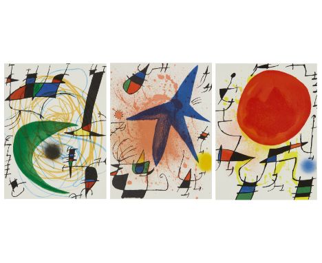 After Joan Miró, Spanish 1893-1983,The Green Moon, 1972; Le Soleil Rouge (The Red Sun); The Blue Star, 1972;each lithograph i