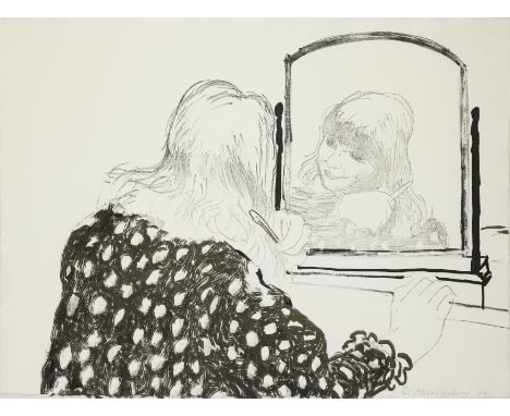 David Hockney OM CH RA, British b.1937-  Ann Combing Her Hair, 1979;  lithograph in black on John Koller handmade paper,  sig