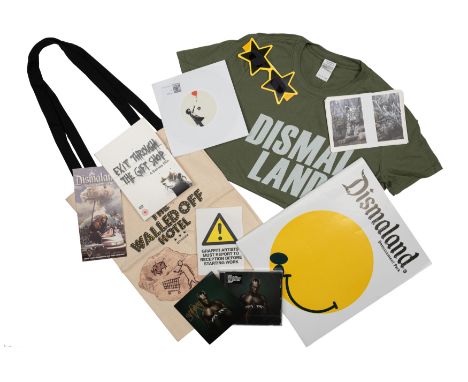 Banksy, British b.1974-  Peckham Rock and a Collection of Ephemera after Banksy;Peckham Rock, 2018; Dismaland T-Shirt (Green)