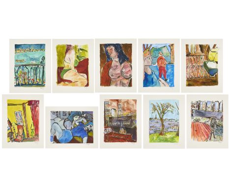 Bob Dylan,   American b.1941-   The Drawn Blank Series, 2008 (the complete portfolio of 10 prints): Sidewalk Café; Statue of 