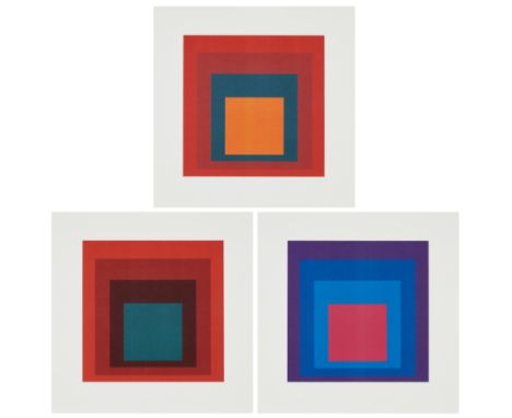 Josef Albers, German/American 1888-1976,Homage to the Square (Red with Teal Square); Homage to the Square (Purple with Pink S