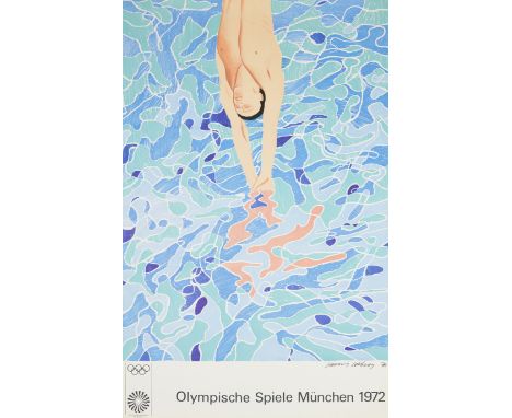 After David Hockney OM CH RA,&nbsp;British b.1937- Olympische Spiele M&uuml;nchen, 1972; offset lithographic poster in colour