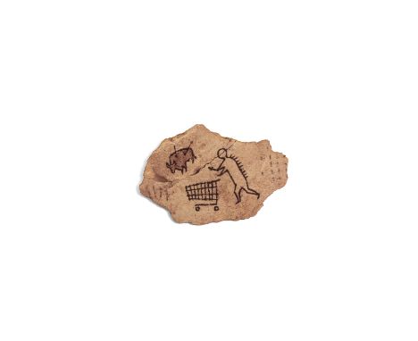 Banksy, British b.1974-   Peckham Rock Postcard, 2018;  offset lithograph on wooden postcard, produced by the British Museum 