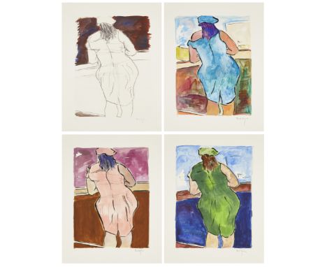 Bob Dylan,  American b.1941-The Drawn Blank Series (set of four Woman in Red Lion Pub), 2008;   each giclée print on Hahnemüh