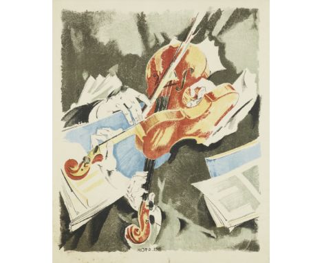 Max Oppenheimer, Austrian 1885-1954, Die Amati, Hommage &agrave; Guarnerius del Gesu, 1932;&nbsp;lithograph in colours on wov