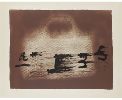 Antoni Tàpies,  Spanish 1923-2012,   Panier et Signes Noirs, 1980;lithograph in colours on Arches paper,  signed and numbered