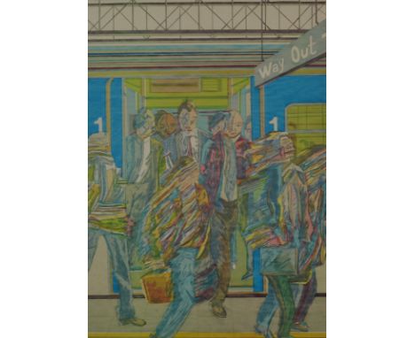 CommutersSilkscreenIndistinctly signed and numbered 1/2052 x 36cmTogether with a few art publications