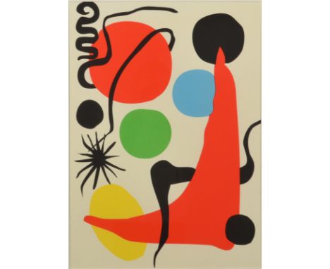 DIANNE CONWAYAn oil paintings of a town sceneTogether with a print after Miro Together with a print after Dleunay 