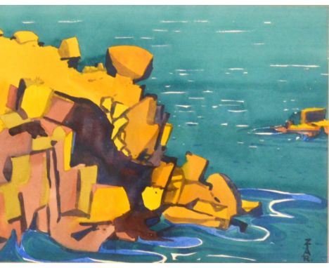 ROSEMARY ZIARCornish coastGouacheTogether with a lithograph by Barbara Lancaster WoodLizard Point