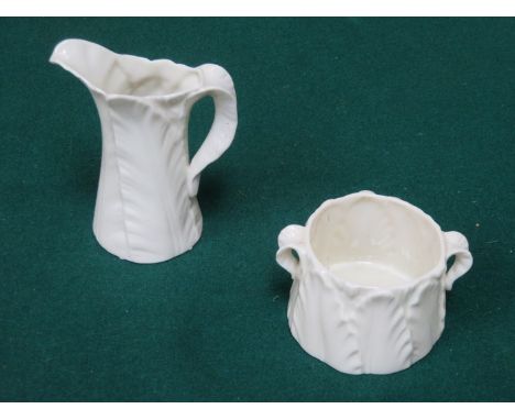 ROYAL WORCESTER CERAMIC LEAF FORM SUGAR BOWL AND MILK JUG 