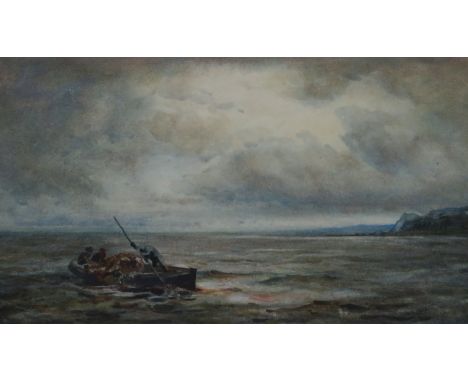 K BOND, FRAMED WATERCOLOUR DEPICTING A SEASCAPE SCENE, APPROXIMATELY 20cm x 32cm 