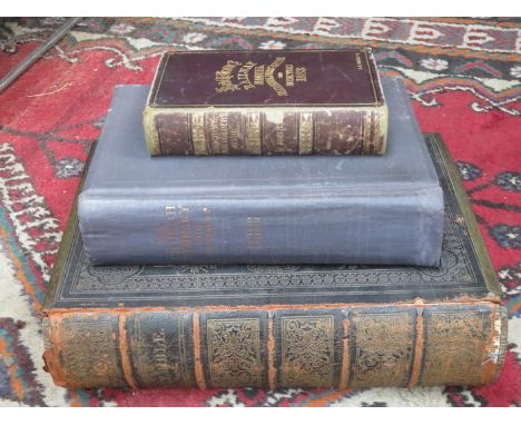 OLD FAMILY BIBLE, 1883 BRADSHAWS RAILWAY MANUAL AND ANOTHER VOLUME 