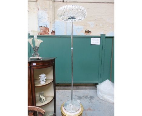 MODERN CHROME AND GLASS STANDARD LAMP
