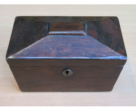 ROSEWOOD SARCOPHAGUS FORM SECTIONAL TEA CADDY