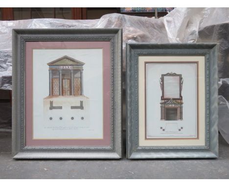 TWO FRAMED ARCHITECTURAL MONOCHROME ETCHINGS, BY P FOURDRINIER 