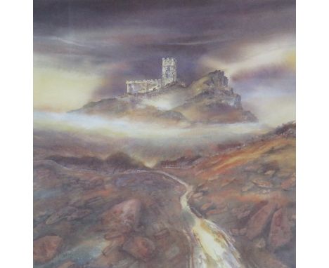 GILLIAN MCDONALD FRAMED LIMITED EDITION PENCIL SIGNED POLYCHROME PRINT - BRENT TOR.  NO. 258/850.  APPROXIMATELY 46cm x 45cm
