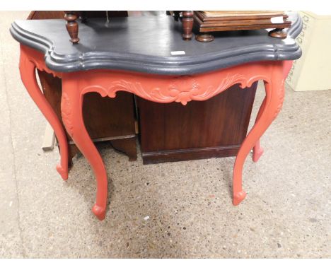 GREY TOP AND RED BASED CONSOLE TABLE   