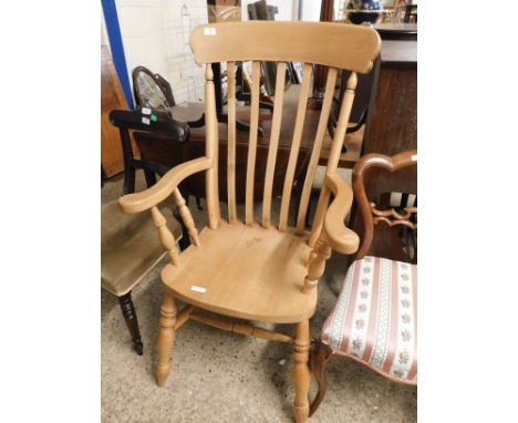 BEECHWOOD HARD SEATED STICK BACK ARMCHAIR   