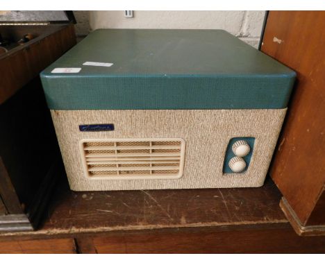 CREAM AND GREEN REXINE AVATONE RECORD PLAYER   