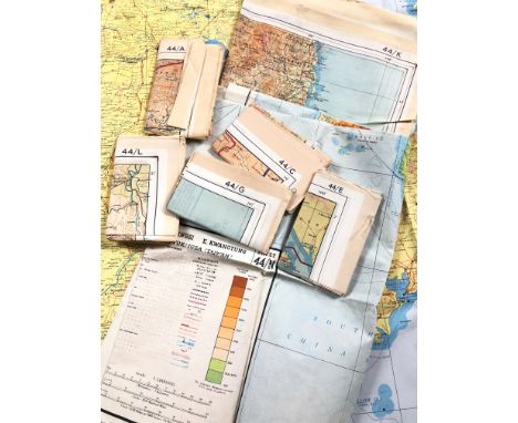 WW2 / Cold War Period RAF Silk Escape &amp; Evasion Maps Far East. Maps 44A good and rare grouping of Silk Escape Maps coveri