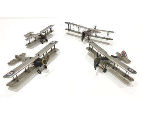 1930's /1940's Four Scratch Built Wood Models of RAF Biplane AircraftComprising: Bristol Fighter. ... Wapiti IIA (Damage to t