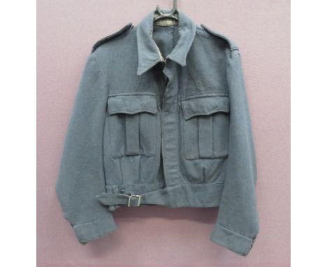 1944 Dated RAF War Service Battle Dress Jacketblue grey, woollen, single breasted, closed collar, short jacket.  Pleated ches