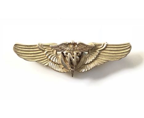 US Air Force Silver Flight Nurse Miniature Wing, by MeyerA rare example the reverse with makers details 'N.S. Meyer inc New Y