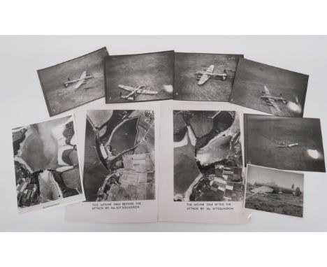 RAF WW2 Original 617 (Dambuster) Squadron &amp; 9 Squadron Crashed Lancaster Photographs.These are original RAF photographs p