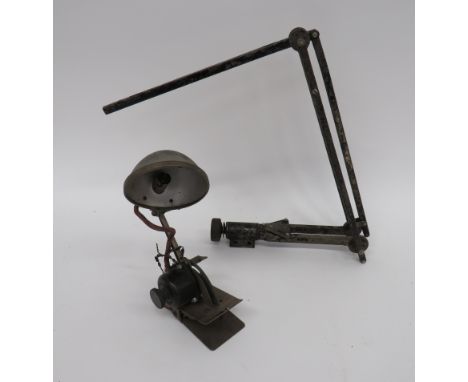 Scarce Herbert Terry &amp; Son Angle Lamp Framesquare form, black painted, hinged lamp arm.  Lower mount with crowned 'AM' an