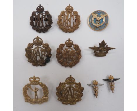 Small Selection of Aviation Badgesconsisting KC bronzed RFC (blades) ... KC brass RFC ... 2 x KC brass RCAF ... KC brass RNZA