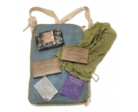 WW2 United States Navy / Fleet Air Arm Pilots Back Pad Escape / Survival Pack/A rare example of heavy blue canvas with two we