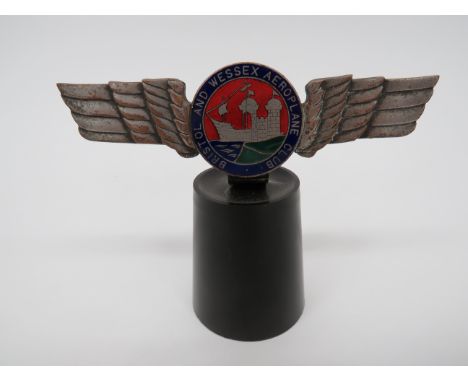 British and Wessex Aeroplane Club Car Badgeplated, outstretched wings.  Central plated and enamel circlet 'Bristol and Wessex