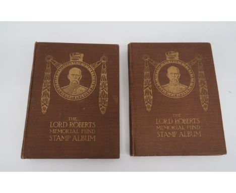 Two Scarce Lord Roberts Memorial Fund Stamp Albumsbrown linen covers with gilt tooling, containing specially bought portrait 