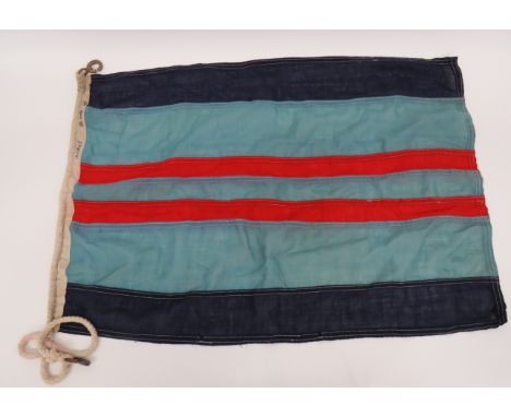 WW2 Air Vice Marshall RAF Station Flagdark blue top and lower edges.  Light blue central panel with two red lines.  White lin